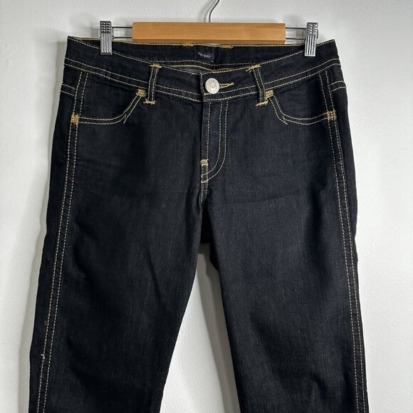 TUFI DUEK Jeans Denim Flare Leg Belted Pants Womens 42 Dark Wash Brazil Y2K 90s - Picture 5 of 13